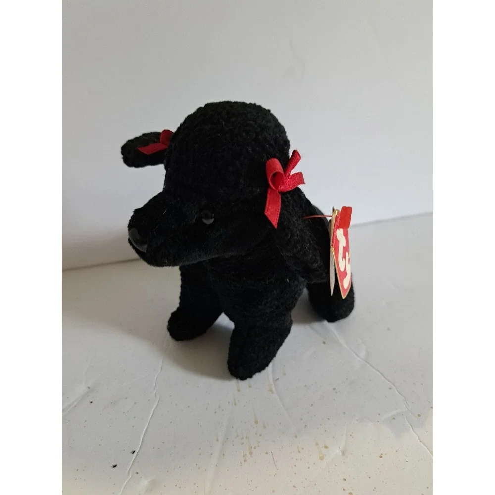 Vintage TY 1997 GiGi the Black Poodle Dog Beanie Baby With Tags 6 in long‎